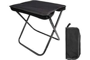 BTIUGYI Sgabello da Campeggio 28.5CM, Sgabello Pieghevole Portatile con Borsa Portaoggetti, Sedile Pieghevole e Leggero Sgabello per Viaggi, Escursionismo, Giardino, Pesca, Barbecue, Spiaggia (Nero)
