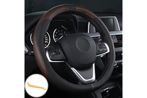 LOVEAUTO OFZVEO Cubierta del Volante Fundas para Volante de Cuero Universal 37-38cm / 15" Antideslizante Transpirable Durable (Marrón)