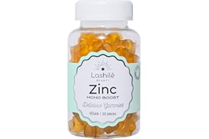 Lashilé Beauty - Complément Alimentaire - Maintien d'une peau et de cheveux normaux - Mono Ingrentent Zinc - Made in France - Cure 1 Mois 60 Gummies