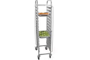 Beeketal BT07 'BTW Gastro tray trolley for up to 16 GN (Shelf Up To 224 kg) Stainless Steel Food Trolley with Ball Bearing and Geräuschwarmen 360 ° Wheels, 2x with Brakes, Suitable for food service standard 1/1 1/2, 1/3/2/3 Case