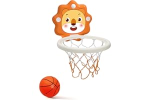 MAYAPHILOS Mini Basketballkorb fürs Zimmer, Tragbarer Löwe Basketball Reifen mit aufblasbaren Bällen Klebriges Basketballspielzeug mit Saugnapf für Kinder ab 3 Jahren