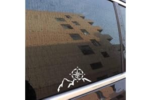 HANDMADE BY STUKK Stukk Stickers Mountain Navigation Bussola Funny Finestra Bumper Adesivo per Decalcomania del Vinile 15.2cm x 8.5 cm - Bianco