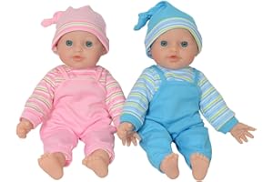 The New York Doll Collection Gemello Bambino Caucasico Morbido Corpo Vinile Bambolotto Bambole 12 pollici / 30 cm - Per anni 2 Anno e Su (Indennità Pacificatore Incluso)