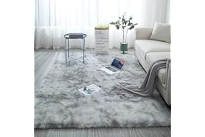 Blivener Soft Touch Area Rug Bedroom Anti-Skid Yoga Carpet Shaggy Rugs Fluffy Motley Tie-dye Carpets Light Grey 120 x 200 cm
