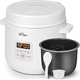 Bear Multifunctional 2-Cup Uncooked Rice Cooker, 300W, White | Electric cooker with keep heat function, preset function, mini