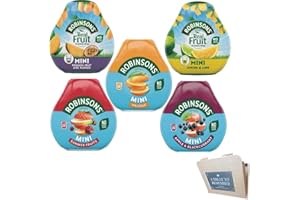 SHANZA DEPARTMENTAL'S Robinsons Squash’d Mini – 5 Flavour Pack – 1xSummer Fruit, 1xMango & Passion Fruit, 1xOrange, 1xApple & Blackcurrant, And 1xLemon & Lime – No Added Sugar – Real Fruit in Every Drop