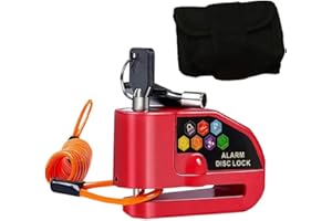 ACMEDE Bloc Disque Alarme Antivol Moto Bloque Disque Scooter Disc Lock avec Alarme de 110db， 2Clés，1m Câble Antivol ，1 Sac de Bloc Disque Alarme pour Moto/Vélo/Scooter