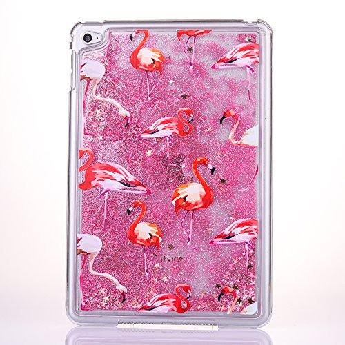 Felfy Liquid Flüssigkeit Hülle für iPad Mini 4,Glitzer Flüssig Wasser Hülle für iPad Mini 4,iPad Mini 4 Hard Hülle Luxe Kreativ Glitzer Herz Flamingos High Heels Shiny Glanz Sparkle Schwimmend Treibsand Muster Kristall klar Liquid Bling Hülle Crystal Clear Hard Case Transparent Kristall Bumper Handyhülle für iPad Mini 4 + 1x Silver Stylus + 1x Bling Dust Plug [Zufällige Farbe] - 2