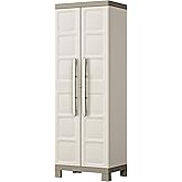 Keter Kiss Excellence plastik dolap/s&uuml;p&uuml;rge dolabı, Utility, GxDxY: 65x45x182cm, bej/boz kahverengi, 3 ayarlanabilir raf dahi