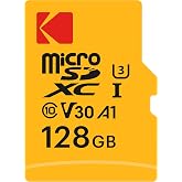 Smartree Kodak Mikro SD kart, 128 GB, UHS-I U3 V30 A1 microSDHC/XC &ndash; Mikro SD hafıza kartı &ndash; 95 MB/s'ye kadar okuma hızı &ndash; ya
