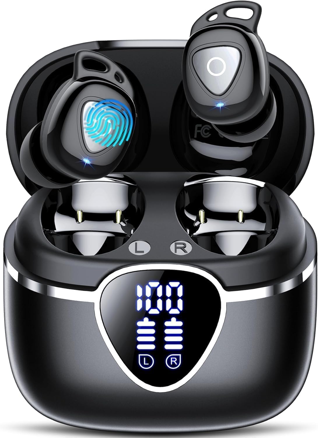 Wireless Earbuds, 2026 Bluetooth Headphones In Ear with 4 ENC Noise Cancelling, 40H Mic Clear Calls Bluetooth earphones, Deep Bass IP7 Waterproof Mini Ear Buds, USB-C Comfortable for Sport,Work Black