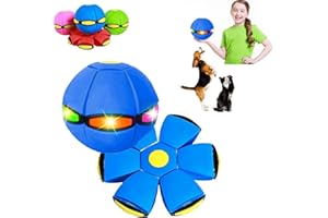 GENERIC Flying Saucer Ball Dog Toy, Portable Flying Saucer Toy, Doggy Disc, Magic Dog Frisbee,Outdoor Sports Dogs Training, Fun Puppy Interactive Fly Flat Throw Disc Balls Toy (Blue)