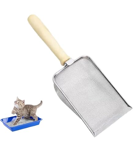 Pala De Arena Para Gatos De Acero Inoxidable – Abertura 3,8 Mm Con Ganchos (2 Piezas)