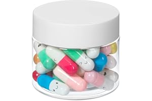 Mczcent Cápsula con Mensaje en Botellas de Plástico, 30 Unidades, Bonita Cara Sonriente, Amistad, Colores, Píldora Feliz con Botella de Deseos, Píldoras de Mensaje para Novio Novia Amante