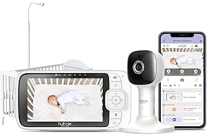 Hubble Connected Nursery Pal Skyview Smart Video Baby Monitor Wifi Camera with 5" Inch Screen, Cot Mount, 7 Colour Night Light, Night Vision, Two-Way Talk, Room Temperature Sensor and Smartphone App