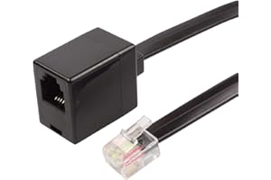 ecabo Alargador modular de 3 m, cable de extensión de teléfono, RJ12 macho a RJ12 hembra, macho occidental/hembra, 6 núcleos 6P6C, RDSI, para AB, fax, teléfono, color negro