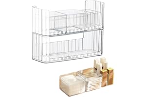 Gzsekken Medicine Storage Box for Bathroom and Medicine Cabinet, 2 Pack Stackable Storage Boxes - Clear Organiser Drawers for Bathroom Accessories,Cosmetics,Toiletries