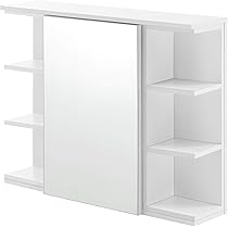 Armadietto Con Specchio Per Bagno - Legno, 4 Ripiani Regolabili, 66x16.5x63cm, Bianco, Salvaspazio - Foto 2