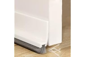 Cotensta 100cm Blanc Joint de Porte, Joint Brosse Isolation Phonique Porte, Auto-adhésif et Peut être Coupé à la Taille, Boudin de Porte, Calfeutrer Bas de Porte, (White)