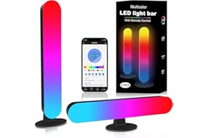 ROYANA Smart LED Lampe(2 PCS), RGB Lampe Bureau avec Effets D'éclairage Multiples et Synchronisation de la Musique, Gaming Lampe, Lumière D'ambiance, LED Flow Light Bar pour TV, PC, Décoration de Chambre