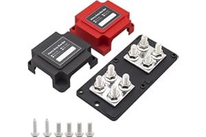 STANEW 400A busbar box,Barres de bus solides et robustes, Boîtier 8 x 3/8" (M10) de module robuste DC48 V robuste avec module de distribution de courant，Noir (Noir+Rouge)