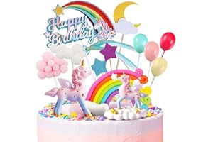 Humairc Unicorno Cake Topper Kit Unicorno Compleanno Cake Topper Torta Ornamento Unicorno, Unicorno Arcobaleno Nuvole Palloncino Happy Birthday Banner per Ragazza o Bambina
