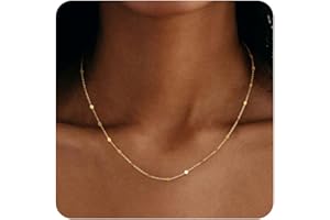 JeweBella Collana Or Donna Placcata Oro 18K Catena/Cuore/Sfera/Disco/Perla Impermeabile Sottile Catena Collana Girocollo Donna Oro/Argento Gioielli Regali