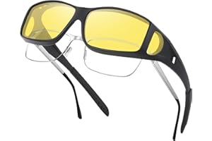 Nlieanuc Occhiali Guida Notturna Polarizzati - Sovraocchiali da Sole Lenti Gialle per Uomo Donna Guida Antiriflesso Night Vision Goggles