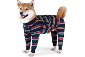 SUYUKU Traje de recuperación para perro, antilamidos, para cachorros, de manga larga, para cuello isabelino alternativo, enterizo para cirugía de piernas, suave, cómodo, cálido, ropa de pijama para