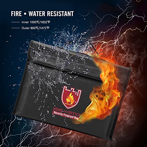 Preisvergleich Produktbild Glaray Sicherheit Feuerfeste Dokumententasche Wasserdichte Aufbewahrungstasche für Geld Schmuck Legal Documents Lipo Batter (380x280x75mm, 1pc)
