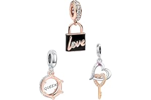 Amuefer 2-3 Pezzi Charm Compatibili Bracciale Collana, Argento Sterling Oro Rosa Murano Glass Elefante Amici Farfalla Amore Infinito Clips Ciondolo Natale Gioielli Regali per Donne Moglie Amici
