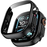 Forzacase Apple Watch Ultra 3 49mm ile uyumlu &Ouml;n&uuml; Kapalı Ekran Korumalı Sert Rubber Kılıf - FC015 (Siyah)