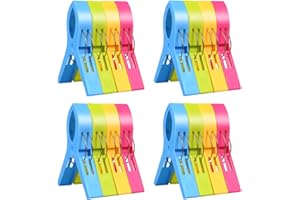 URAQT 16 pcs Grandes Playa Toalla Clips Pinzas de Plástico Fuerte, Durable Resistente Clips, Pinza de la Ropa, Resistentes al Viento, Brillante Color Clips Para la Ropa Pesada y el Lavarse