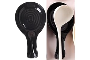 DILUSILK 2 Pack Spoon Rest, Plastic, Kitchen Utensil Rack for Spoons, Tongs, Spatulas, Spoon Rack for Hob, Spatula Rest,Spoon Holder for Kitchen Counter Dishwasher Safe (Black)