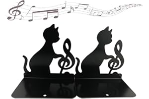 WINTERWORM Bonito y divertido gato perezoso que juega música antideslizante engrosamiento de hierro biblioteca escuela oficina estudio hogar metal sujetalibros final del libro (nota musical)