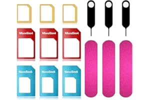 LIUJZZJ Set of 3 SIM Card Adapter 5 in 1 Nano Micro Standard SIM Card Converter Kit with SIM Card Folder and Needle