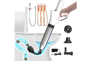 SUAIIOLK Rohrreiniger Druckluft Elektrisch Abflussreiniger Pumpe Pressluft mit Luftdruckanzeige Rohrreiniger Rohrreinigungspumpe Druckluft 3 in 1 Toilettenkolben für Dredge Toilette/Waschbecken/Badewanne