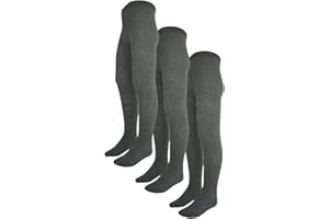 EX UK STORE Girls 3 Pack Grey School Tights Ex MRKSPN Cotton Rich School Uniform 3 to 14 Years
