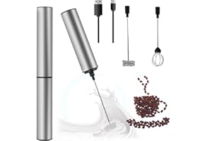 AONAT Mousseur à Lait Électrique USB Rechargeable,Mini Fouet à Lait Inox 304 avec 3 Embouts & 2 Vitesses(11000/13000 RPM),Portable et Sans Fil pour Cappuccino,Latte,Matcha,Café