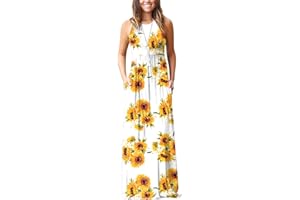 PCEAIIH Women's Casual Sleeveless/Long Sleeve Maxi Dress Loose Long Dresses with Pockets