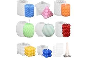 Toaren 8PCS Moules à Bougies en Silicone,Moule 3D Cube Boule Silicone,Moule en Forme de Cubes 3D,Moule pour Bougie à Bulles en SiliconeMoule en résine de silicone pour Bougies Parfumées,Savons,Fete