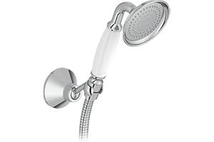 Jacob Delafon - Set de douche Louise - Avec Crochet, Flexible et douchette - Design Rétro - Économie d’eau - 150x8,50x7,30 cm - Finition Chrome - E24365-CP