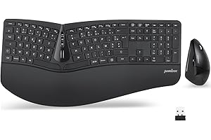 Perixx PERIDUO-605 Combo Ergonomique Clavier et Souris sans Fil USB, Souris Verticale à Molette Inclinable, Repose-Poignet Réglable, AZERTY, Compatible Windows