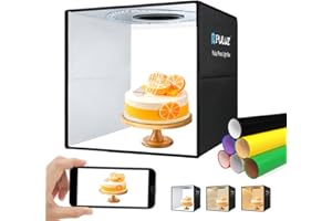 PULUZ fotobox 40x40cm zum fotografieren lichtzelt lightbox dimmbar fotozelt 144 LED 3 Farbtemperatur produktfotografie Foto Box mit 12 Farben Hintergründen