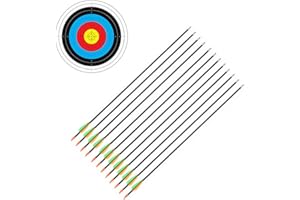 OUTDOOR-SHOOTER Outdoor Life 12Pcs 29" Fiberglass Archery Arrows and Target Faces Set 6Pcs 40cm