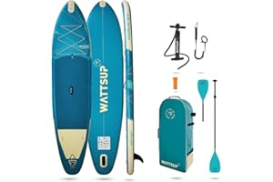 Wattsup - Sup Stand Up Paddle Gonflable - Gamme Essentials - Dropstitch - Pack Complet : Pagaie 2in1 Leash Pompe Sac de Transport