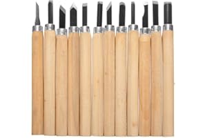 Gasea 12PCS Outil de Gravure à Bois Main Couteau Sculpture sur Bois Ciseaux à Découper pour Sculpteur, Charpentier, Amateur, Poteri