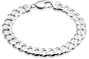 QUADRI - Extra Shiny Cuban Link Bracelet for Men 10 mm and 12mm in 925 Sterling Silver Italian Diamond-Cut - 7.5 to 9 Inches - Premium Quality - Gift Box Included