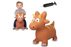 JAMARA 460591 - Dinosaure Sauteur avec Pompe - sans BPA - Jusqu'à 50 kg - Favorise Le Sens de l'équilibre et la motricité - Les Oreilles d'animaux servent de Soutien, Robuste et résistant, Facile
