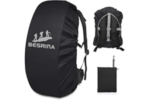 Besrina Backpack Rain Cover (15-90L),Upgraded Non-Slip Cross Buckle Strap & Reflective Waterproof Rucksack Cover for Hiking Camping Traveling Cycling